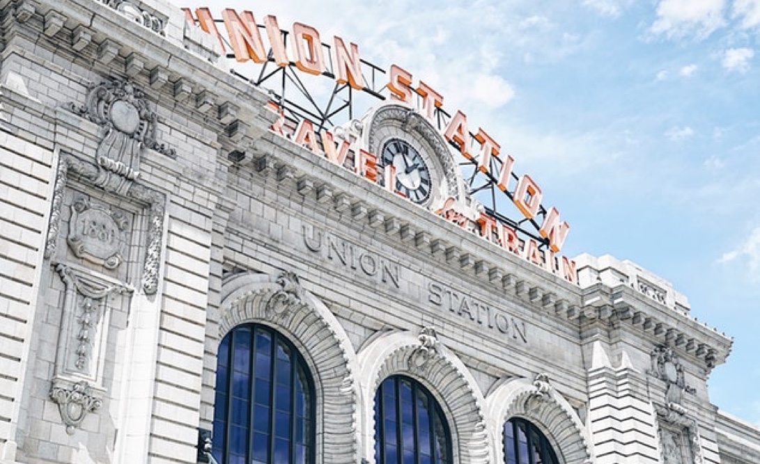 Close-up of the Union Station signage